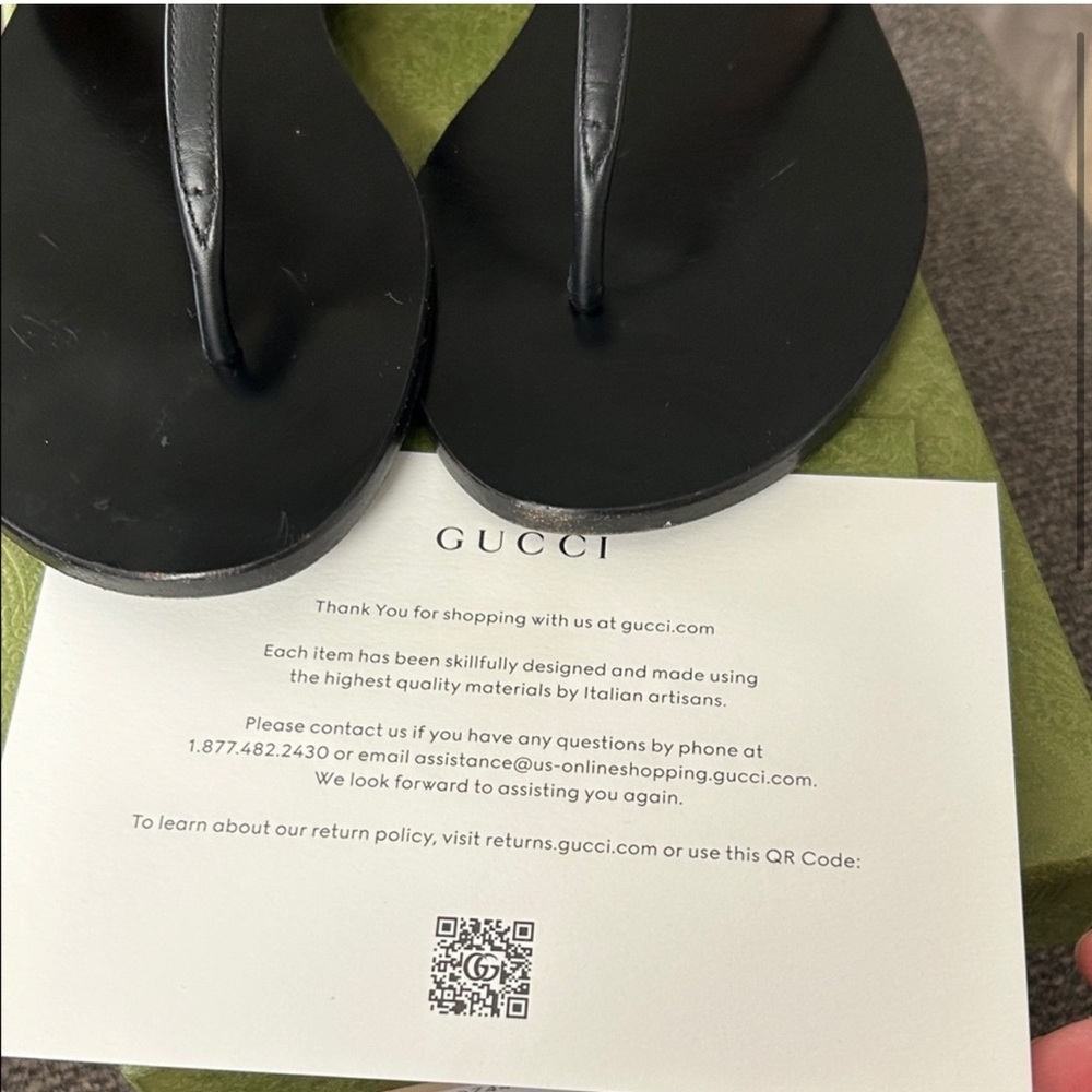 Gucci GG Marmont Leather Thong Sandals • Black • Size 39 - Picture 6 of 8